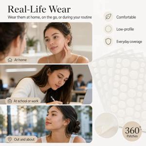 360개입 얼굴 여드름 패치, 투명한 스킨케어 여드름 패치, 항염증 치유 흡수 스팟 스티커, 여드름 커버링