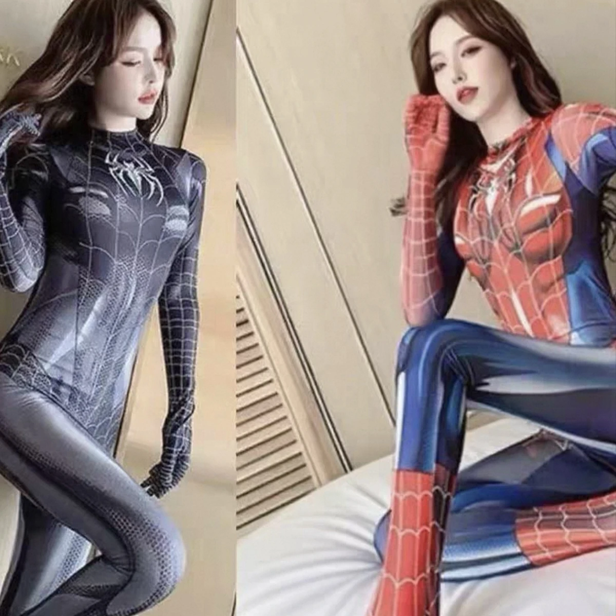 할로윈 코스프레 의상 스파이더 여성 슈퍼히어로 의상 블랙 캣 타이트 3D 프린팅 점프수트 바디수트 장난감 크리스마스 선물