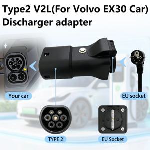 Type2 V2L 충전 어댑터, 16A, 3.5kW, 범용 소켓, 차량에서 전력을 공급하는 방식, 볼보 EX30 차량용, 캠핑 및 비상 상황에 사용.
