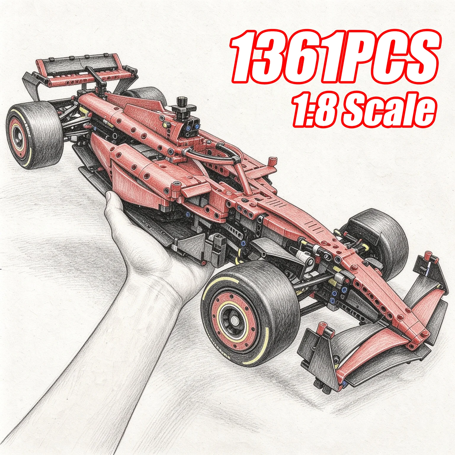 기술적인 1361/1639개 부품으로 구성된 1:8 스케일 SF24 RB20 레이싱카 MOC 모델, 독점적인 DIY 조립 키트, 고급 조립 세트, 생일 선물.