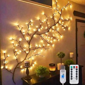 144LED 덩굴형 전구 장식 조명 인공 버드나무 덩굴 조명 USB 벤더블 DIY 실내 장식 조명 침실 벽 휴일 장식용