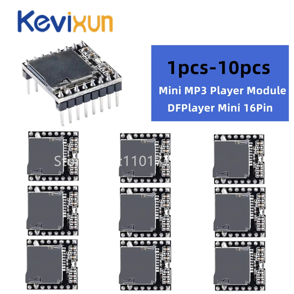 DFPlayer 미니 MP3 플레이어 모듈 MP3-TF-16P V3.0 TF 카드 U 디스크 미니 오디오 음성 모듈 보드 IO, 직렬 포트, AD, Arduino Diy용
