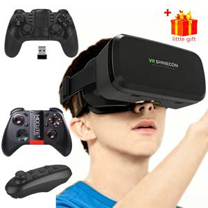 VR 안경 3D 헤드셋 가상 현실 장치 헬멧 비아르 렌즈 고글 스마트폰 휴대폰 스마트 게임 컨트롤러 세트 뷰어