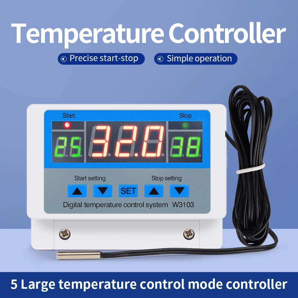 디지털 온도 컨트롤러 220V 최대 5000W 디지털 온도 조절기 30A -19 ~ 99 ℃   온도 조절기 스위치 LCD XH-W3103