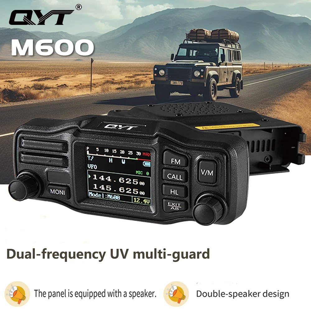 QYT M600 25W 분리형 패널 모바일 라디오 더블 스피커 디자인 VHF UHF 듀얼 밴드 워키토키