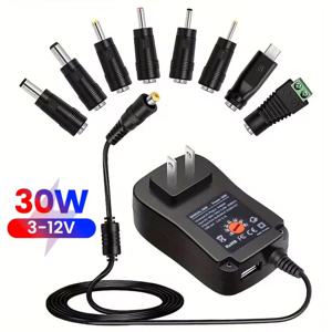 DC 3V 4.5V 5V 6V 7.5V 9V 12V 30W 어댑터 미국 EU 영국 AU 조절 가능 전원 어댑터 USB 2.1A 범용 충전기 스위치 전원 공급 장치