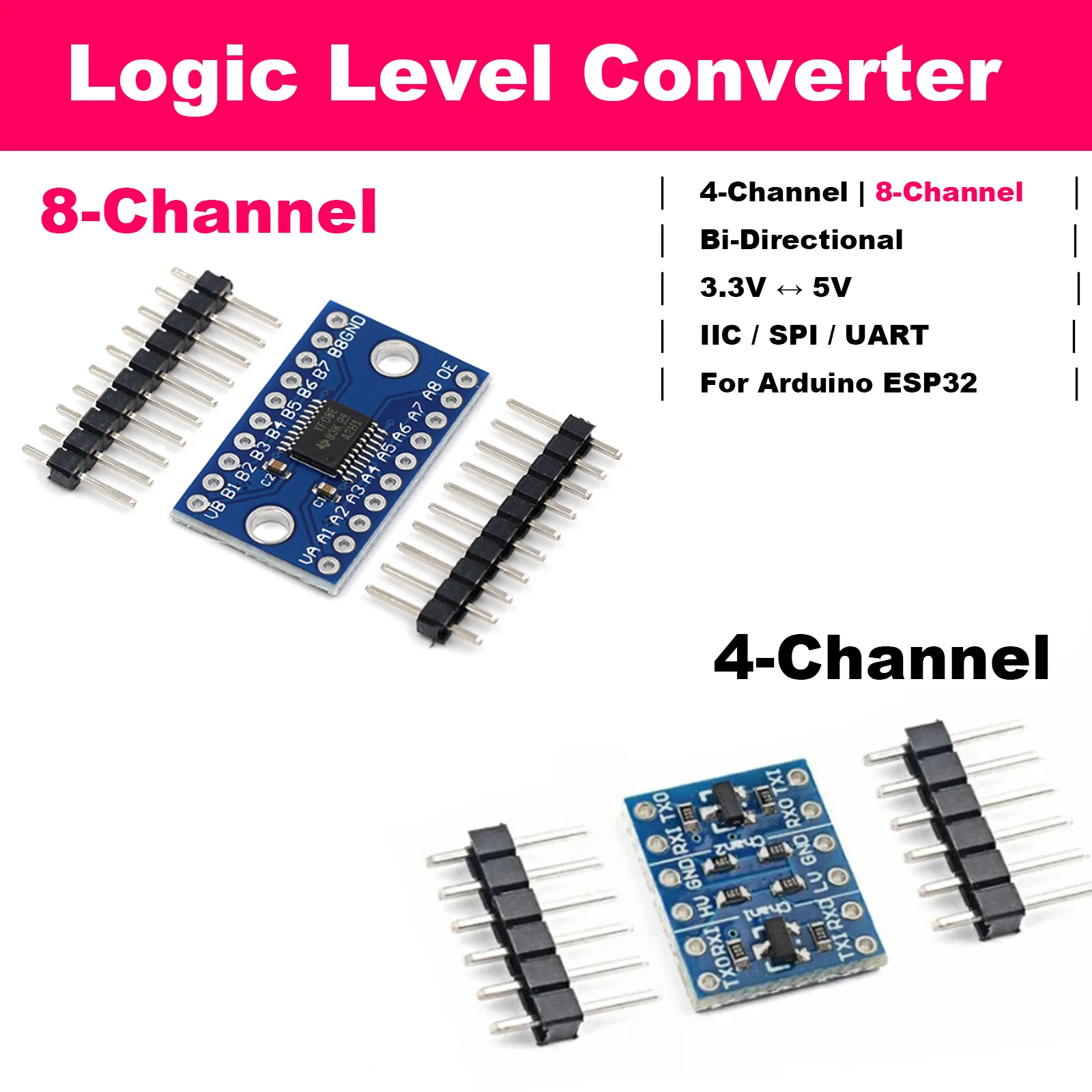 양방향 로직 레벨 시프터 4CH 8CH IIC I2C SPI UART 3.3V-5V Arduino ESP32 Raspberry Pi DIY 전자 키트 TXS0108E