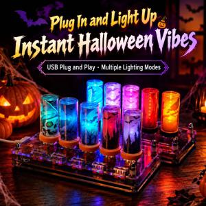 할로윈 USB LED 유리 조명, 마녀, 호박, 해골 디자인, 터치 컨트롤, 밝기 조절 가능, 노트북 장식용, 축제용, 장난감, 분위기 조명, 야간 조명