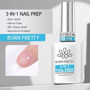 본 프리티 15ml 3 in 1 네일 프렙 디하이드레이터 무산성 네일 프라이머 네일 영양 멀티 기능 소크 오프 UV 바니쉬 매니큐어