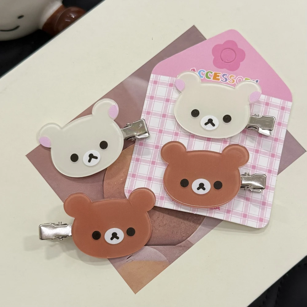 릴라쿠마 코릴라쿠마 헤어 클립 애니메이션 곰 머리 귀여운 헤어핀과 클립 헤드웨어 카와이 헤어 액세서리 여성용 소녀용