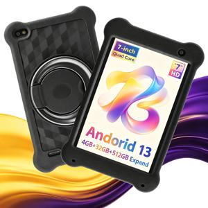 7인치 어린이용 태블릿 안드로이드 13 4GB 램+32GB 롬 1024*600 IPS 쿼드 코어 3500mAh 배터리 5G 와이파이 태블릿, 충격 방지 EVA 케이스 포함