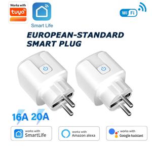 투야 WiFi 스마트 플러그 EU 20A 에너지 모니터링 타이머 소켓 앱 및 음성 제어 스마트 라이프, 알렉사 및 구글 홈과 호환