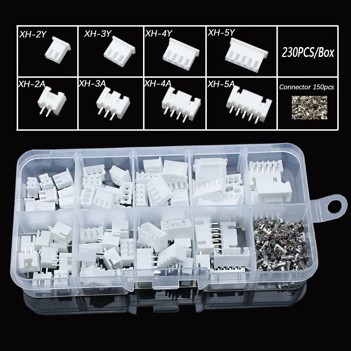 230개입, 2/3/4/5핀, 2.54mm, 수/암 단자 키트, JST XH-2.54 하우징 핀 헤더, 4가지 종류의 커넥터 어댑터.