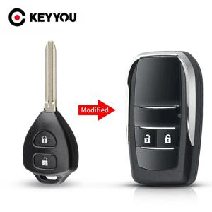 KEYYOU 개조된 블랭크 키 쉘 플립 폴딩 2버튼 리모컨 키 케이스 토요타 RAV4 위시 캠리 하이악 코롤라 힐럭스 포튜너용