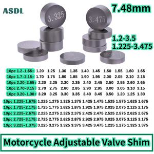 10pcs 7.48mm 오토바이 밸브 심 혼다 스즈키 야마하 가와사키 조정 가능한 완전 밸브 패드 심 1.2-3.5 1.225-3.475 1.8
