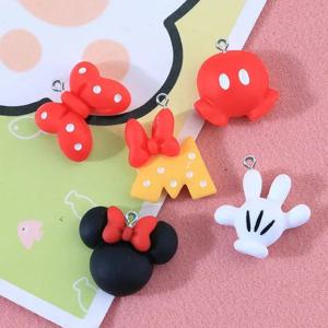 10Pcs Kawaii 만화 마우스 보우 수지 참, 목걸이 귀걸이 팔찌 쥬얼리 만들기를위한 DIY 펜던트 액세서리