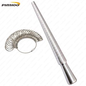 PHYHOO 알루미늄 링 Sizer Mandrel Finger Sizing 측정 스틱 및 스테인레스 철 링 Sizer 게이지 세트 0-13 보석 도구