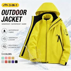 남성용 3-in-1 재킷 (탈부착 가능한 플리스 라이너 포함), 하이킹, 캠핑, 여행 및 일상 야외 활동용 방수 방풍 코트