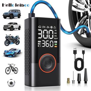 LEIBOO 150PSI 에어 펌프 타이어 공기 주입기 휴대용 에어 컴프레서 (디지털 압력 게이지 포함) 자동차, 자전거, 오토바이, 공용
