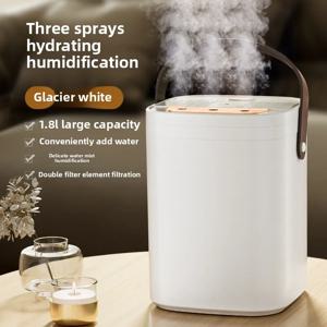 1.8L 대용량 가습기, 트리플 노즐, USB 무소음 아로마테라피 디퓨저, 듀얼 필터 야간 조명, 침실 및 차량용