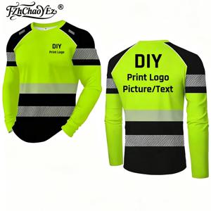 남성용 DIY 맞춤 디자인, 로고 프린팅, 컬러 블록 디자인, 긴팔 티셔츠, 패셔너블한 일상복 및 업무복