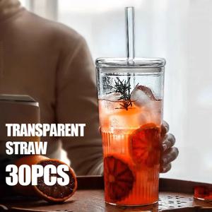 스탠리 40/30온스 컵 텀블러와 호환되는 30cm 교체용 긴 투명 빨대, 브러시가 있는 스탠리 투명 빨대용 ﻿