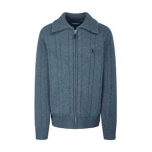 25FW 스테디셀러 블루 로고자수 울 집업니트 WHSW5D327B3