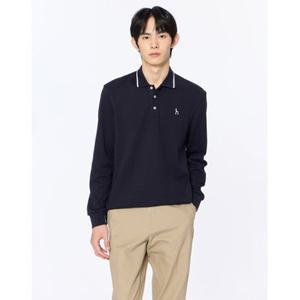 헤지스 남성 25FW 스테디셀러 네이비 로고자수 면혼방 긴팔카라티셔츠 WHTS5C437N2