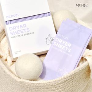 닥터퓨리 건조기시트 섬유유연제 40매입 x 2개 화이트미스트향 개별포장