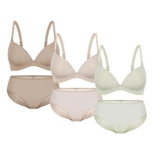 [Wonderbra] 퓨징 볼륨 노와이어 브라팬티 6종세트 올리브그린+베이지+토프베이지 WBW6M121348_T