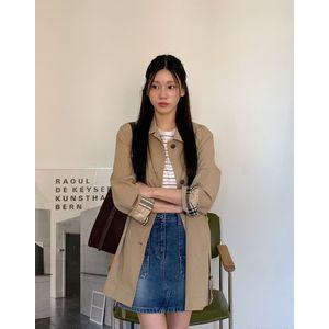 헤지스레이디스 25FW [50%세일][트렌치]베이지 싱글 버튼 경량 하프 코트 HSCO5C703I2