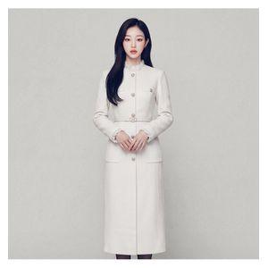 지고트 프릴넥 버튼 포인트 트위드 롱 원피스 JRBA0OP962