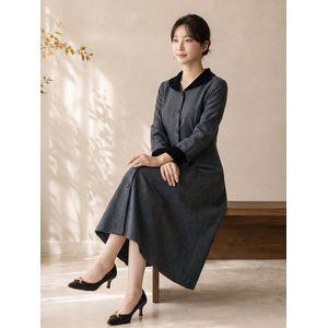 디얼마미 로얄 배색 카라 원피스 /마담 미시 중년 여성 빅사이즈 40대 50대