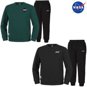 NASA 나사 남녀공용 면 세미 오버핏 와펜 맨투맨+조거팬츠 상하세트 2종 선택1  N-259U+N-350P 남자 여성 맨투맨 티셔츠 긴바지 빅사이즈