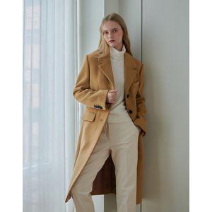 헤지스레이디스 여성 베이지 울100% 테일러드 롱코트 HSCO4D781I2
