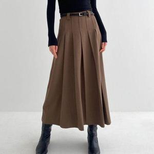 [옷자락]여자 가을 긱시크룩 핀턱 플리츠 스판 투엑스 롱스커트
