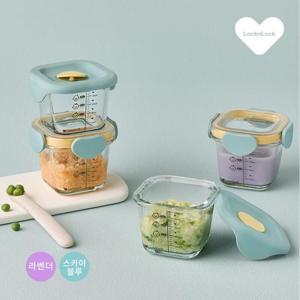 락앤락 리틀럽 디어 이유식용기 정사각 260ml 4P 혼합세트 - 라벤더/스카이블루