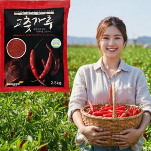 국산 고추가루 보통맛 고추장 떡볶이용 고운 고춧가루 2.5kg