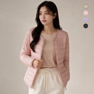 여성 노카라 라운드넥 경량패딩 자켓 간절기 점퍼 C24J406