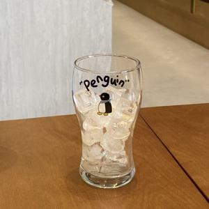 [해외] 펭귄 맥주잔 대용량 유리컵 홈카페 하이볼잔 410ml