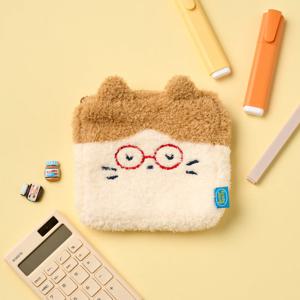 밀크캣스쿨 안경괭 네모네모 파우치 브라운
