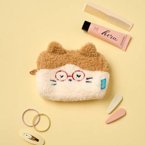 밀크캣스쿨 안경괭 네모네모 파우치 S 브라운