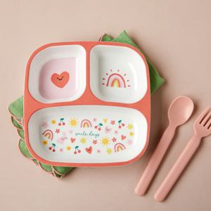 스마일하트 멜라민 3칸 나눔식판