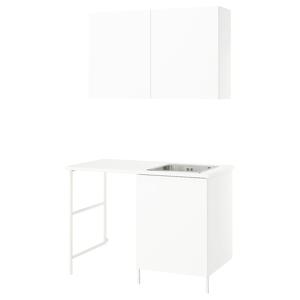 엔헤트 간이주방+벽수납장 화이트 139x63.5x87.5cm