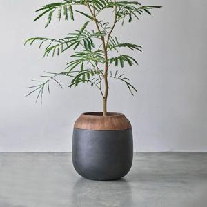 [해외]플랜터 커버 뚜껑부착 화분 직경 36cm 블랙
