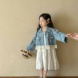 데님 자켓 화이트 레이스 원피스 셋업 여아원피스 데님팬츠 드레스 니트원피스 R24943