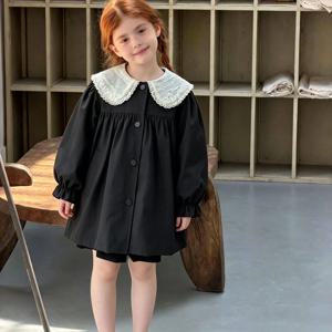 레이스 빅카라 블랙 트렌치 코트 여아코트 트렌치코트 겉옷 울코트 가을 아동 R25219
