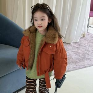 오렌지 에코퍼 카라 패딩 파카 여아자켓 점퍼 겉옷 겨울 기모 아동 초등학생 R25337