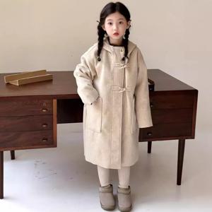 후드 울라이크 롱 코트 여아코트 겉옷 트렌치코트 울코트 겨울 아이보리 블랙 R24885