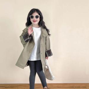 카키 하프 소매 트렌치 코트 셋업 여아아동복 트렌치코트 가을 초등학생 R24795